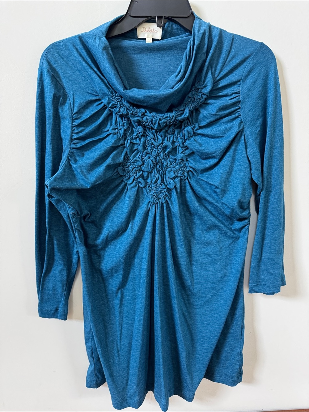 Anthropology Ruched Cowl Neck Long-Sleeve Top, NWOT